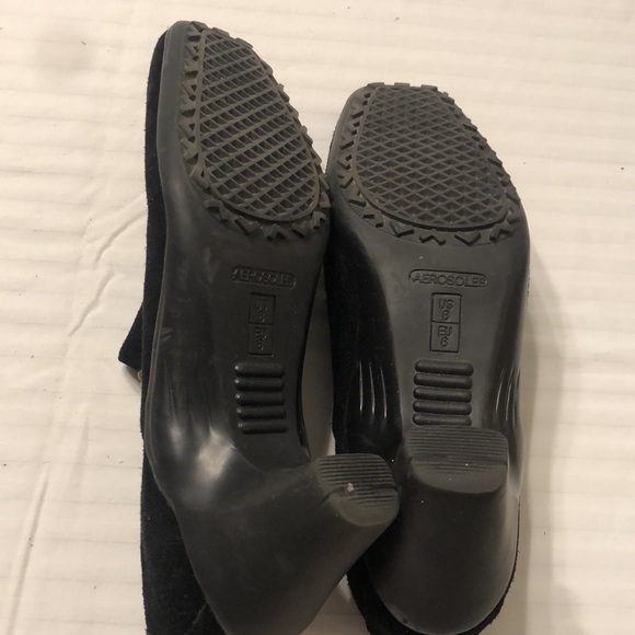 Women’s size 8 aerosoles black leather booties style at last with side zipper - Picture 13 of 15